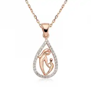 Gümüş Damla Anne Çocuk Kolyesi