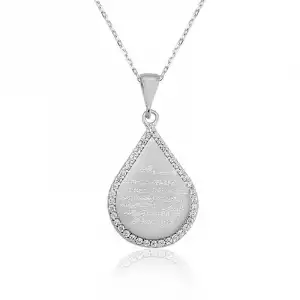 Gümüş Damla Ayetel Kürsi Bayan Kolye