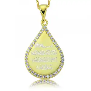 Gümüş Damla Nazar Duası Bayan Kolye