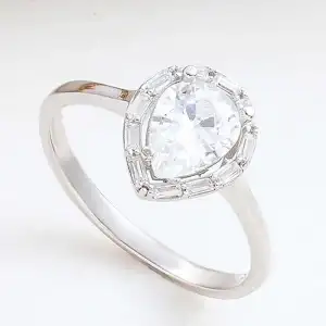 Gümüş Damla Zirkon Taşlı Kadın Yüzük