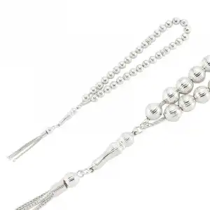 Gümüş Desenli Yuvarlak Tesbih