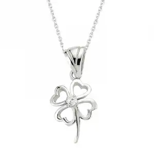 Gümüş Dört Yapraklı Yonca Bayan Kolye