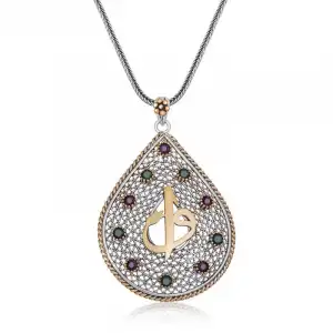 Gümüş Elif Vav Otantik Bayan Kolye