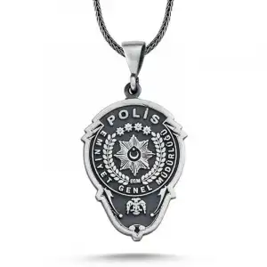Gümüş Emniyet Teşkilatı Polis Armalı Kolye