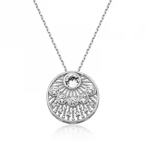 Gümüş Etnik Desenli Bayan Kolye