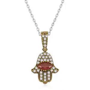 Gümüş Fatma Eli Otantik Bayan Kolye