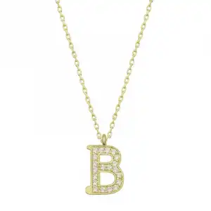 Gümüş Gold B Harfi Kadın Kolye