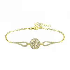 Gümüş Gold Baget Taşlı Bileklik