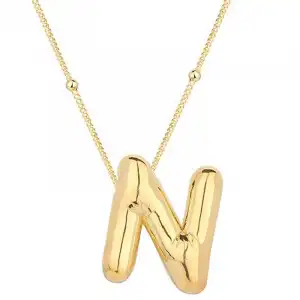 Gümüş Gold Balon N Harfi Kadın Kolye