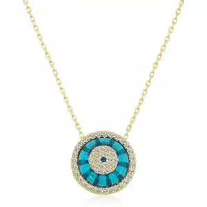 Gümüş Gold Camgöz Nazar Bayan Kolye