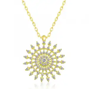 Gümüş Gold Güneş Kadın Kolye