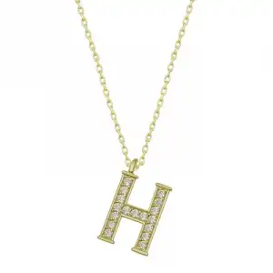 Gümüş Gold H Harfi Kadın Kolye
