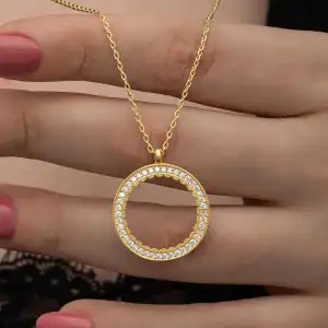 Gümüş Gold Kaplama Yuvarlak Çeyrek Altın Takılabilen Kadın Kolye
