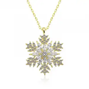 Gümüş Gold Kar Tanesi Kolye