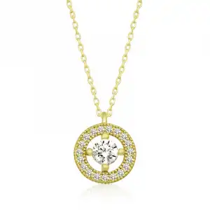 Gümüş Gold Minimal Yuvarlak Tektaş Kadın Kolye