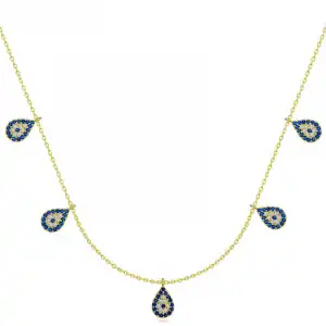 Gümüş Gold Nazarlı Şans Kadın Kolye