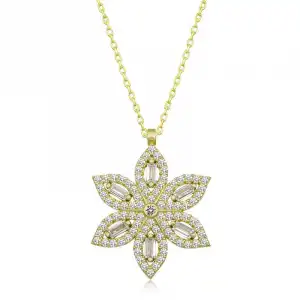 Gümüş Gold Nergiz Çiçeği Kadın Kolye