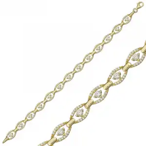 Gümüş Gold Oval Su Yolu Bayan Bileklik