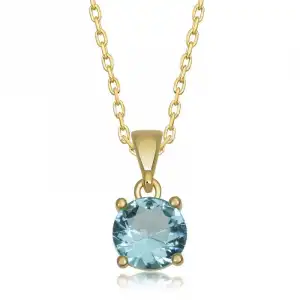 Gümüş Gold Turkuaz Kristal Yuvarlak Taşlı Kadın Kolye