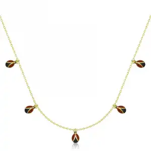 Gümüş Gold Uğur Böceği Şans Kadın Kolye