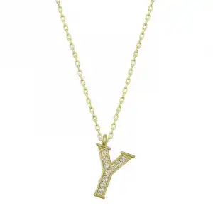 Gümüş Gold Y Harfi Kadın Kolye