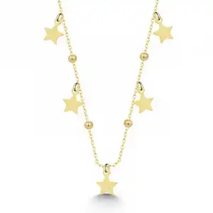 Gümüş Gold Yıldızlı Dorika Kadın Kolye