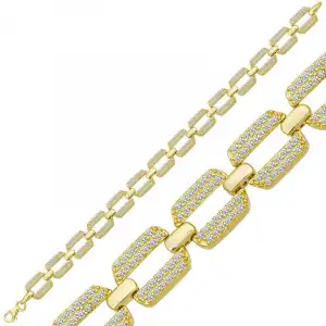 Gümüş Gold Zirkon Taşlı Kadın Bileklik