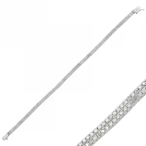 Gümüş İki Sıra Su Yolu Bayan Bileklik