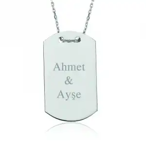 Gümüş İsimli Asker Künyesi Bayan Kolye