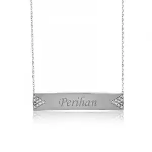 Gümüş İsimli Plaka Bayan Kolye