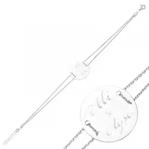 Gümüş İsimli Yuvarlak Plaka Bayan Bileklik