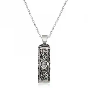 Gümüş Kalp Desenli Cevşen-ül Kebir Kolye