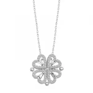 Gümüş Kalpli Açılabilen Yonca Kadın Kolye