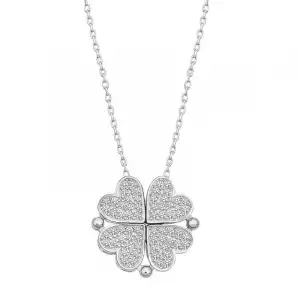 Gümüş Kalpli Açılabilen Yonca Kadın Kolye