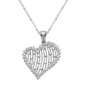 Gümüş Kalpli Bayan Kolye