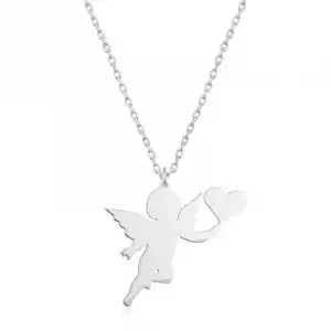 Gümüş Kalpli Meleğim Bayan Kolye