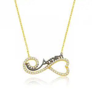 Gümüş Kalpli Sonsuzluk Annem Kolye