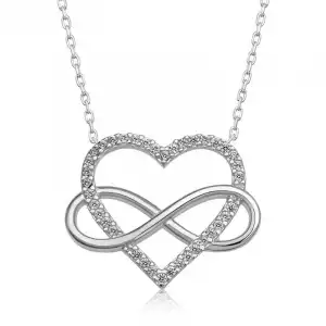 Gümüş Kalpli Sonsuzluk Bayan Kolye
