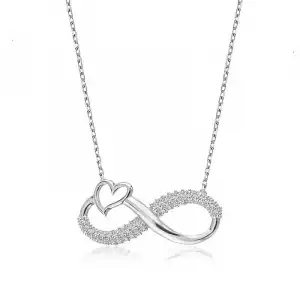 Gümüş Kalpli Sonsuzluk Bayan Kolye