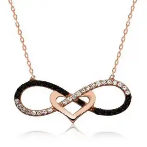 Gümüş Kalpli Sonsuzluk Bayan Kolye