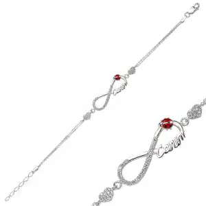 Gümüş Kalpli Sonsuzluk Canım Bayan Bileklik