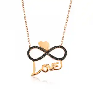 Gümüş Kalpli Sonsuzluk Love Bayan Kolye