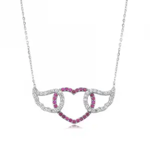 Gümüş Kanatlı Kalp Bayan Kolye