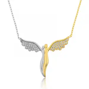 Gümüş Kanatlı Melekler Bayan Kolye