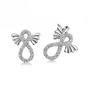 Gümüş Kanatlı Sonsuzluk Çivili Küpe