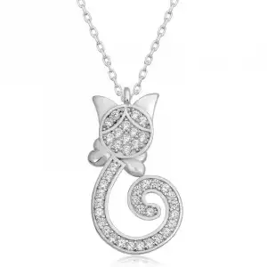 Gümüş Kedi Kadın Kolye