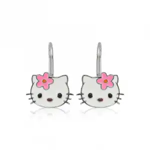 Gümüş Kedi Sallantılı Çocuk Küpe