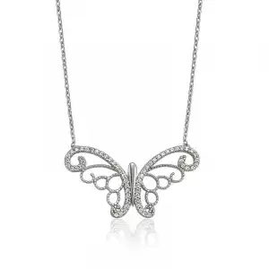 Gümüş Kelebek Bayan Kolye