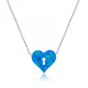 Gümüş Kilitli Kalp Bayan Kolye