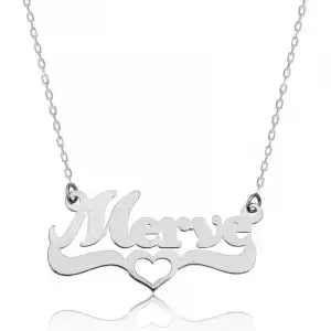 Gümüş Kişiye Özel Kalpli İsim Kolye